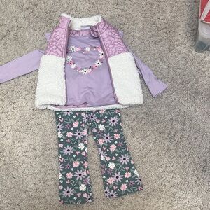 Kids Floral Purple and White Matching Set